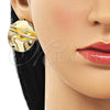 Oro Laminado Stud Earring, Gold Filled Style Chunky Design, Polished, Golden Finish, 02.156.0667