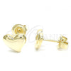 Sterling Silver Stud Earring, Heart Design, Polished, Golden Finish, 02.369.0019.1