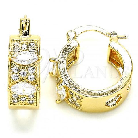 Oro Laminado Small Hoop, Gold Filled Style with White Cubic Zirconia, Polished, Golden Finish, 02.210.0301.15