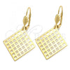 Oro Laminado Dangle Earring, Gold Filled Style Filigree Design, Golden Finish, 02.63.1122