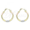 Oro Laminado Medium Hoop, Gold Filled Style Diamond Cutting Finish, Tricolor, 02.213.0243.25