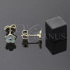 Oro Laminado Stud Earring, Gold Filled Style Flower Design, Blue Enamel Finish, Golden Finish, 5.126.061 *PROMO*