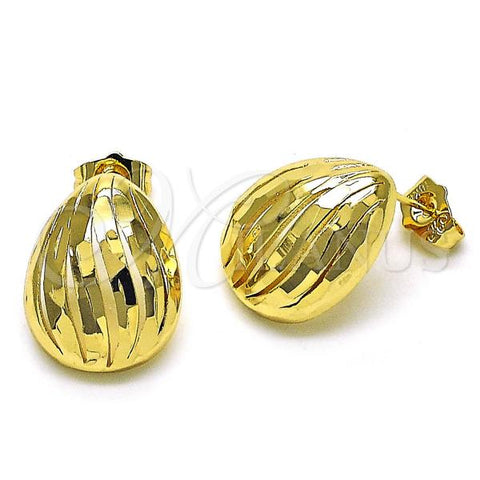 Oro Laminado Stud Earring, Gold Filled Style Chunky Design, Polished, Golden Finish, 02.122.0120