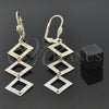 Oro Laminado Long Earring, Gold Filled Style Diamond Cutting Finish, Tricolor, 02.63.2190