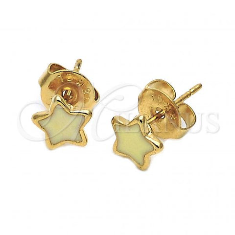 Oro Laminado Stud Earring, Gold Filled Style Star Design, Yellow Enamel Finish, Golden Finish, 02.64.0302 *PROMO*