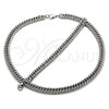 Stainless Steel Necklace and Bracelet, Square Franco Design, Polished,, 06.278.0014