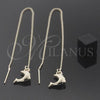 Oro Laminado Threader Earring, Gold Filled Style Dolphin Design, Golden Finish, 5.118.011