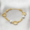 Stainless Steel Fancy Bracelet, Ball Design, with White Crystal, Polished, Golden Finish, 03.63.22110.08