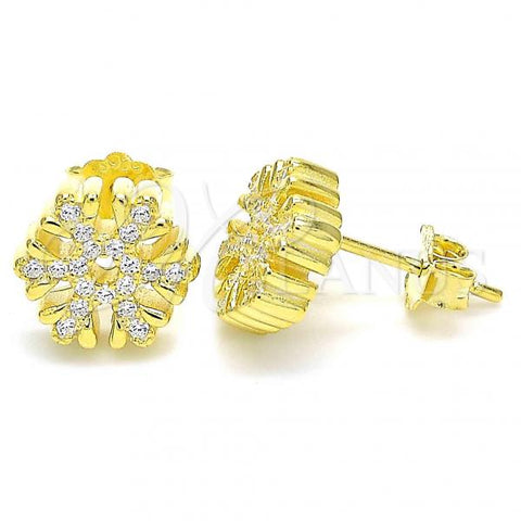 Sterling Silver Stud Earring, with White Cubic Zirconia, Polished, Golden Finish, 02.336.0144.2