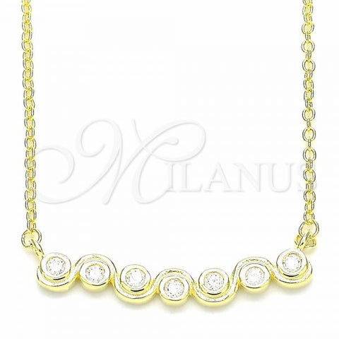 Sterling Silver Pendant Necklace, with White Cubic Zirconia, Polished, Golden Finish, 04.336.0140.2.16