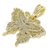 Oro Laminado Fancy Pendant, Gold Filled Style Butterfly Design, Polished, Golden Finish, 05.351.0123