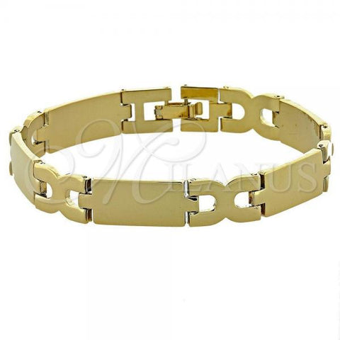 Oro Laminado Solid Bracelet, Gold Filled Style Hugs and Kisses Design, Polished, Golden Finish, 5.035.002.2