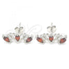 Sterling Silver Stud Earring, with Garnet Cubic Zirconia, Polished, Rhodium Finish, 02.371.0007.3