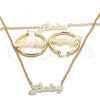 Oro Laminado Necklace, Bracelet and Earring, Gold Filled Style Polished, Golden Finish, 06.63.0247