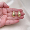 Oro Laminado Stud Earring, Gold Filled Style Chunky Design, Polished, Golden Finish, 02.163.0226