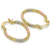 Oro Laminado Small Hoop, Gold Filled Style Polished, Tricolor, 02.170.0189.1.20