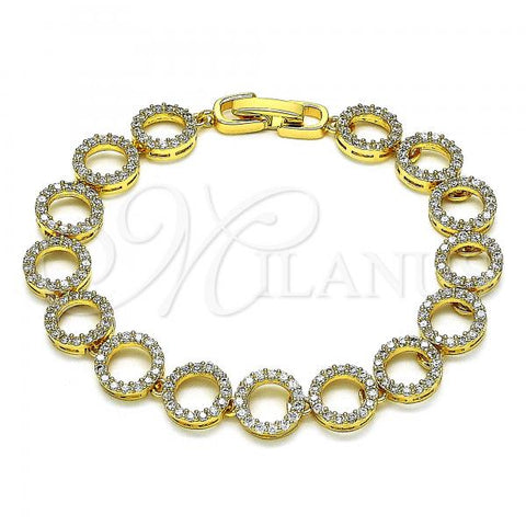Oro Laminado Fancy Bracelet, Gold Filled Style with White Micro Pave, Polished, Golden Finish, 03.346.0006.07