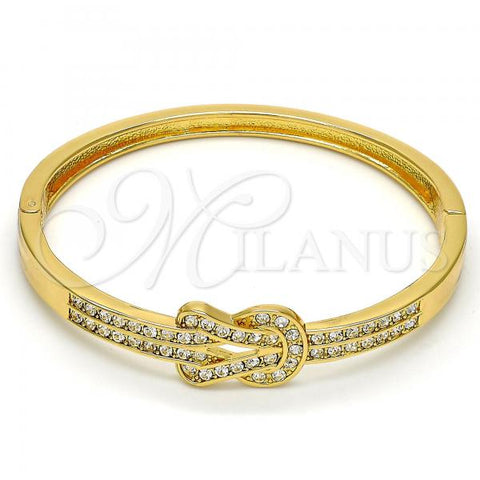 Gold Tone Individual Bangle, with White Crystal, Polished, Golden Finish, 07.252.0026.04.GT (05 MM Thickness, Size 4 - 2.25 Diameter)