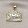 Oro Laminado Religious Pendant, Gold Filled Style Diamond Cutting Finish, Two Tone, 05.120.0095.1