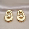 Oro Laminado Stud Earring, Gold Filled Style Chunky Design, Polished, Golden Finish, 02.163.0285