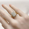 Oro Laminado Multi Stone Ring, Gold Filled Style with White Micro Pave, Polished, Golden Finish, 01.266.0064