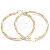 Oro Laminado Extra Large Hoop, Gold Filled Style Diamond Cutting Finish, Tricolor, 02.170.0228.2.70