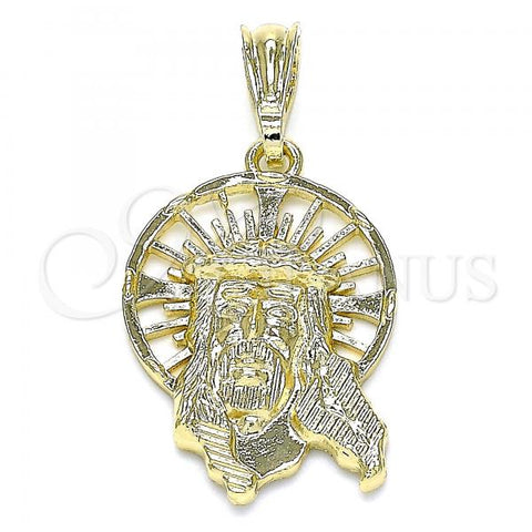 Oro Laminado Religious Pendant, Gold Filled Style Jesus Design, Polished, Golden Finish, 05.351.0169.1