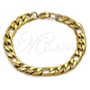 Stainless Steel Basic Bracelet, Figaro Design, Polished, Golden Finish, 03.257.0002.09