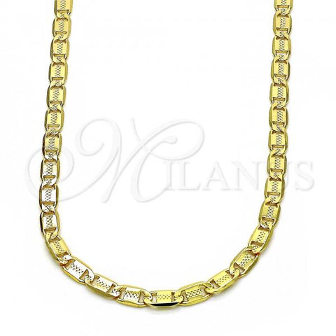 Oro Laminado Basic Necklace, Gold Filled Style Mariner Design, Diamond Cutting Finish, Golden Finish, 04.319.0008.1.24