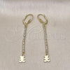 Oro Laminado Long Earring, Gold Filled Style Teddy Bear Design, with Cubic Zirconia, Golden Finish, 5.069.001