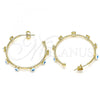 Oro Laminado Medium Hoop, Gold Filled Style Evil Eye Design, White Enamel Finish, Golden Finish, 02.213.0219.1.30