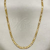 Oro Laminado Basic Necklace, Gold Filled Style Figaro Design, Polished, Golden Finish, 04.58.0022.24