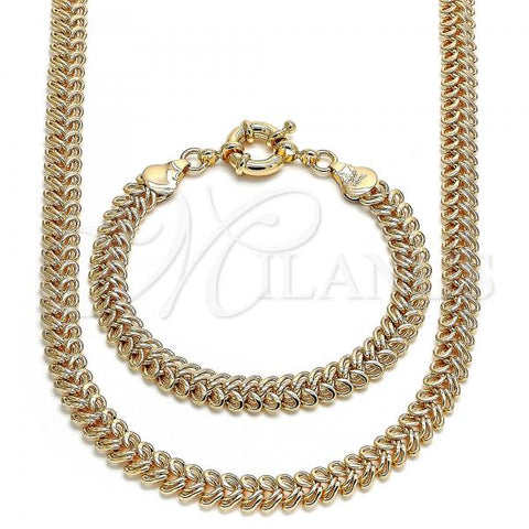 Oro Laminado Necklace and Bracelet, Gold Filled Style Chunky Design, Polished, Golden Finish, 06.145.0001