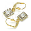 Oro Laminado Dangle Earring, Gold Filled Style with White Crystal, Polished, Golden Finish, 02.122.0117.5