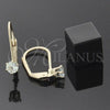 Oro Laminado Leverback Earring, Gold Filled Style with Dark Apple Green Cubic Zirconia, Polished, Golden Finish, 5.128.107.1