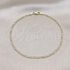 Oro Laminado Basic Anklet, Gold Filled Style Figaro Design, Polished, Golden Finish, 04.213.0239.10