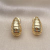 Oro Laminado Stud Earring, Gold Filled Style Chunky Design, Polished, Golden Finish, 02.163.0251
