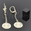 Oro Laminado Long Earring, Gold Filled Style with  Cubic Zirconia, Golden Finish, 02.63.1285