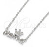 Sterling Silver Pendant Necklace, Crown Design, with White Cubic Zirconia, Polished, Rhodium Finish, 04.336.0015.16