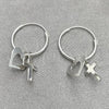 Sterling Silver Small Hoop, Heart and Cross Design, Polished, Silver Finish, 02.401.0014.15