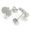 Sterling Silver Stud Earring, Tree Design, with White Cubic Zirconia, Polished, Rhodium Finish, 02.336.0128