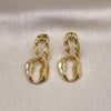 Oro Laminado Dangle Earring, Gold Filled Style Chunky Design, Polished, Golden Finish, 02.163.0223
