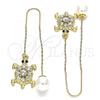 Oro Laminado Threader Earring, Gold Filled Style Turtle Design, Polished, Golden Finish, 02.380.0065