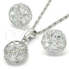 Rhodium Plated Earring and Pendant Adult Set, Star Design, with White Cubic Zirconia, Polished, Rhodium Finish, 10.106.0004.1