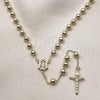 Oro Laminado Medium Rosary, Gold Filled Style Guadalupe and Crucifix Design, Polished, Golden Finish, 09.213.0012.24