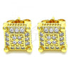 Oro Laminado Stud Earring, Gold Filled Style with White Cubic Zirconia, Polished, Golden Finish, 02.344.0050