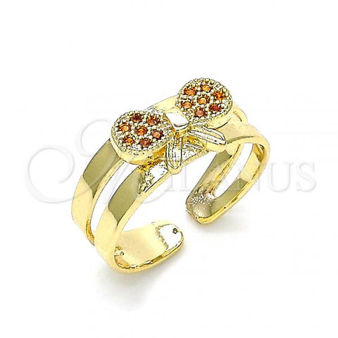 Oro Laminado Baby Ring, Gold Filled Style with Garnet Micro Pave, Polished, Golden Finish, 01.233.0016.1