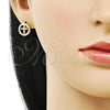 Oro Laminado Stud Earring, Gold Filled Style Cross Design, with White Micro Pave, Polished, Golden Finish, 02.213.0663