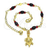 Oro Laminado Charm Anklet , Gold Filled Style Turtle Design, Golden Finish, 03.213.0087.10