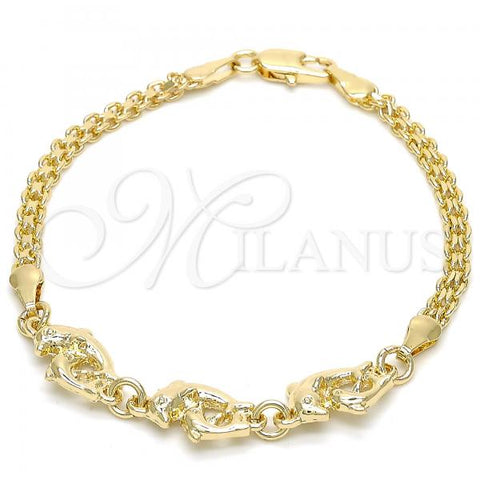 Oro Laminado Fancy Bracelet, Gold Filled Style Dolphin Design, Polished, Golden Finish, 03.63.1886.08